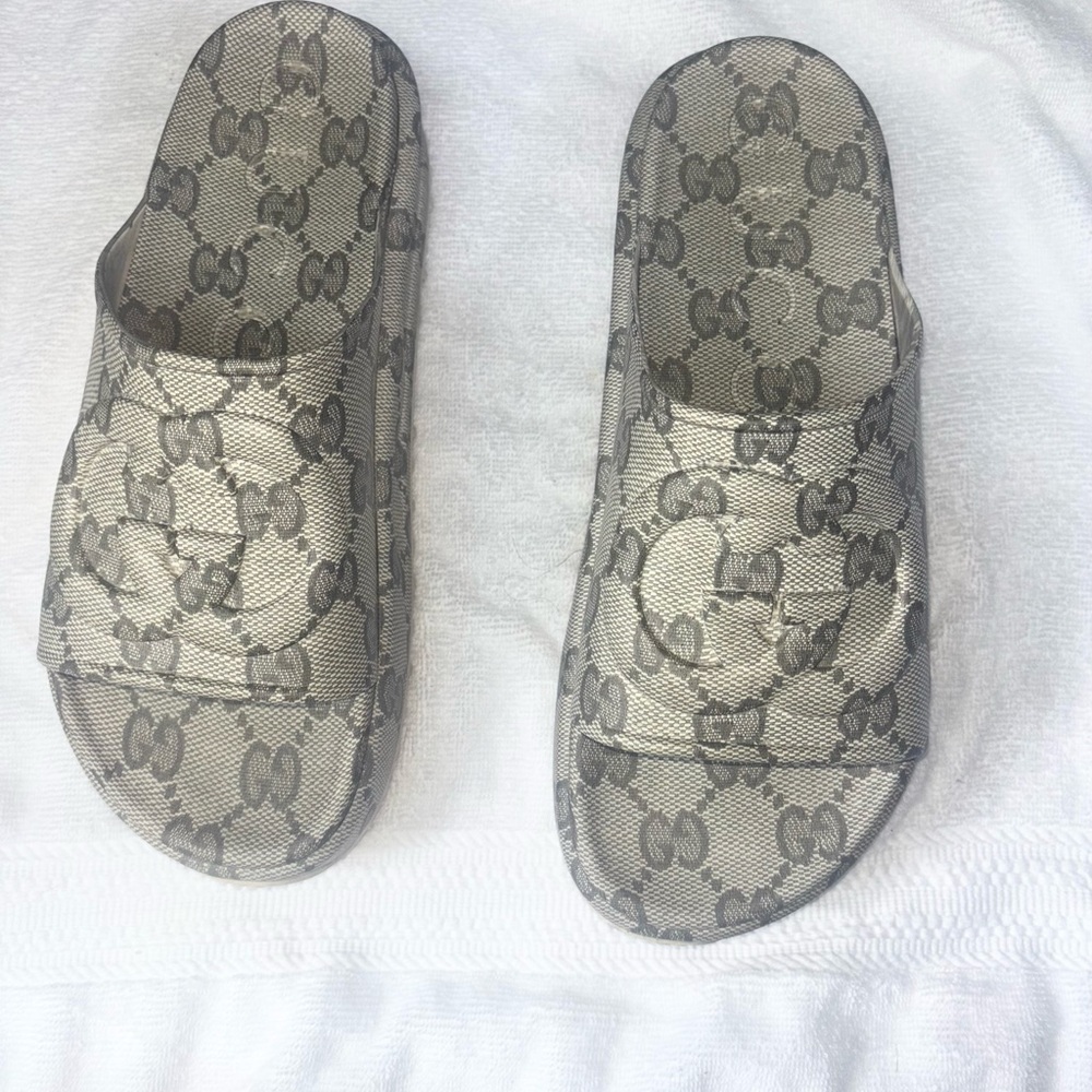 Gucci Gray Interlocking Monogram Slides